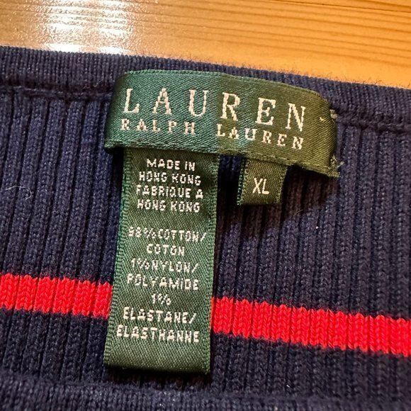 Ralph Lauren Sweater Womens xl Blue‎ Red Striped tunic designer VTG - Picture 5 of 5